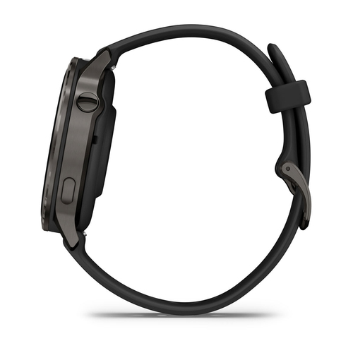 Garmin Venu 4 Smart Watch - Slate Case Color - Black Band Color - Stainless Steel, Metal Body Material - Fiber Reinforced 