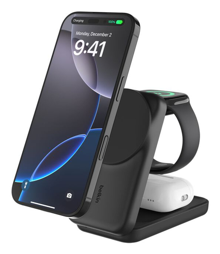 Belkin UltraCharge Induktionsladegerät - Schwarz - für Qi2-fähiges Gerät - Magnetisch, Faltbar, Qi2-zertifiziert
