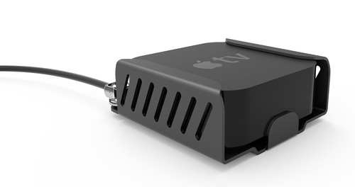Compulocks Apple TV Security Mount (4th, 4k 1-2nd Gen) (2018-2021) with Cable Lock Black - Easy to install on the counter 