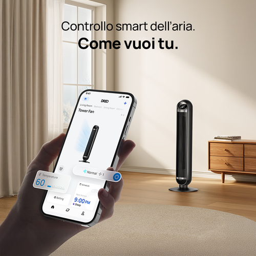 Dreo Ventilatore a Torre Smart 413S – Silenziosità Estrema 25dB, Flusso d'Aria 8 m/s e 8 Velocità – WiFi 91cm con App/Alex