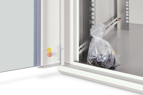 Digitus Dynamic-N 16U Wall Mountable Enclosed Cabinet Rack Cabinet for Networking, Server - Light Grey - Glass, Steel, She