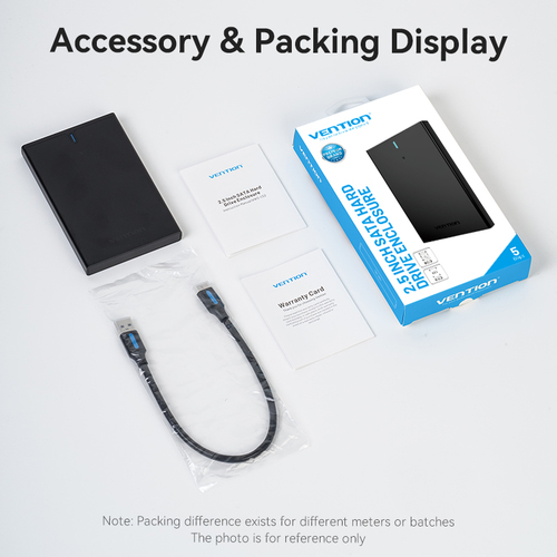 Vention 2.5 Inch SATA Hard Drive Enclosure (USB 3.0 Micro-B) Black. Product type: HDD enclosure. Number of storage drives 