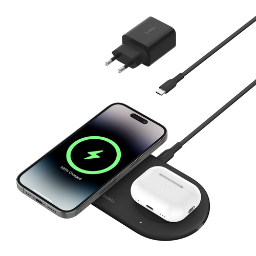 Belkin BoostCharge Pro Induction Charger - Black - For Qi2-enabled Device, iPhone - Input connectors: USB - Battery Size: 