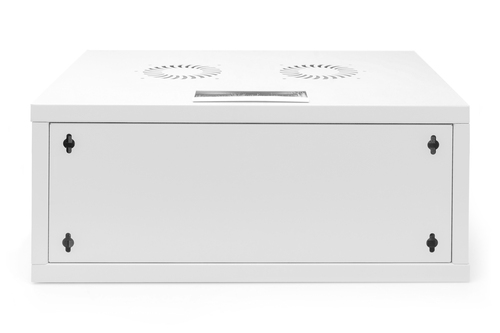 Digitus 4U Wall Mountable Enclosed Cabinet Rack Cabinet for Networking, Equipment - Light Grey - Glass, Sheet Steel - 60 k