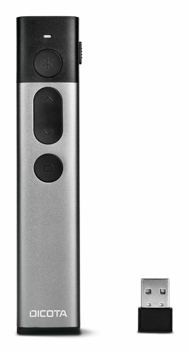 Dicota Pointer - Funkfrequenz - USB - Laser - Silber - 30 m - 2,40 GHz - wiederaufladbar