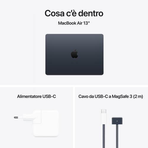 Computer portatile - Apple MacBook Air MW133T/A 34,5 cm (13,6") - Apple M4 - 16 GB - 512 GB SSD - Italiano Tastiera - Midn