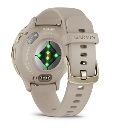 Garmin Venu 3S Smart Watch - Round Case Shape - 41 mm Case Height - 41 mm Case Width - Soft Gold Stainless Steel Body Colo