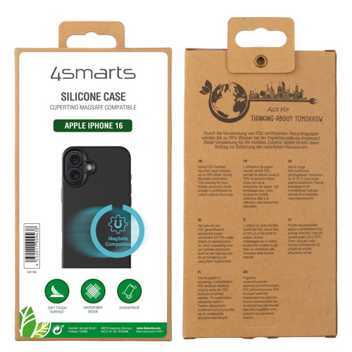 4smarts 541186. Etui-Typ: Cover, Markenkompatibilität: Apple, Kompatibilität: iPhone 16, Maximale Bildschirmgröße: 15,5 cm