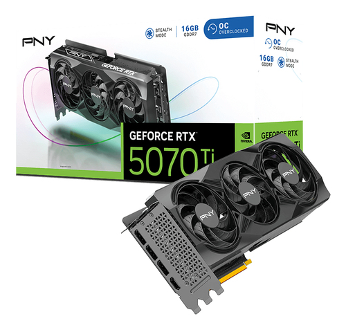 PNY NVIDIA GeForce RTX 5070 Ti Grafikkarte - 16 GB GDDR7 - Gesamthöhe - 7680 x 4320 - 2,30 GHz Core - 2,57 GHz Boost-Taktf