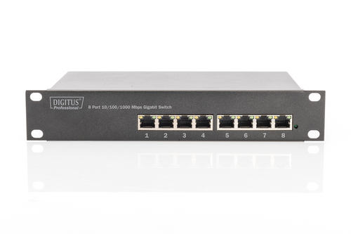Digitus 10" Gigabit 8-Port Unmanaged Switch. Switch type: Unmanaged. Basic switching RJ-45 Ethernet ports type: Gigabit Et
