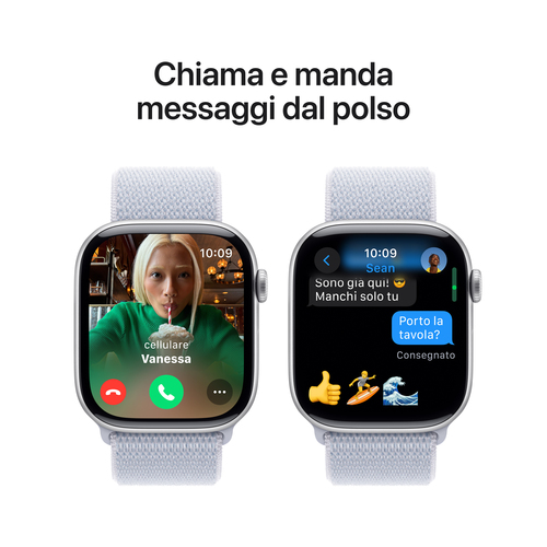 Apple Watch Series 10 Serie 10 GPS 46mm Cassa in Alluminio Color Argento con Blu tempesta Sport Loop. Tecnologia display: 