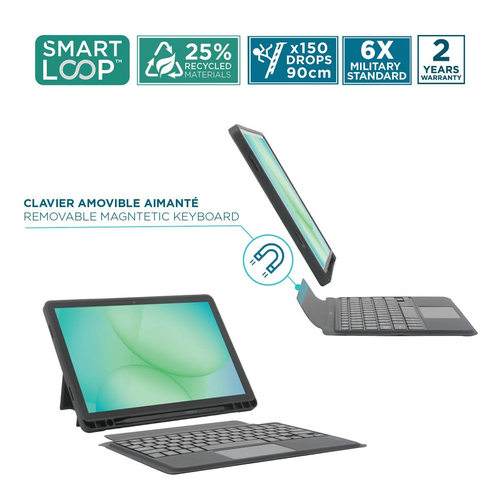 MOBILIS C2 Tastatur/Cover (Folie) für 27,9 cm (11 Zoll) Samsung Galaxy Tab A9+ Tablet - Schwarz - Polyethylenterephthalat 