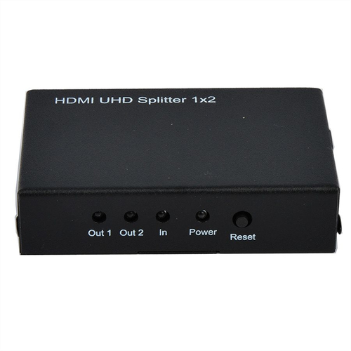 Roline 2-Wege HDMI-Splitter für PC, Notebook, Monitor, Projektor, Fernsehen, Blu-ray Player - Metall - Schwarz - 3840 x 21