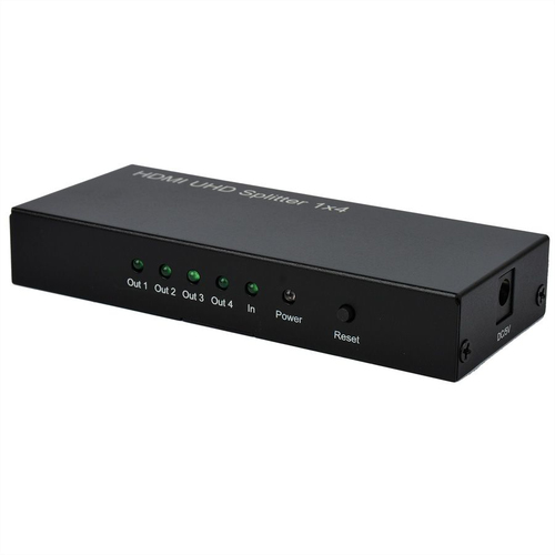 Roline 4-way HDMI Splitter for Blu-ray Player, PC, Notebook, Monitor, Television, Projector - Black - 3840 x 2160 - 1 x HD