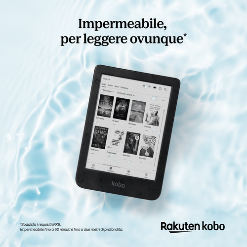 Lettore di testo digitale Kobo Clara BW - Nero - 12000 Libro(i) - 16 GB Flash - 15,2 cm (6") Display - Touchscreen - 1448 