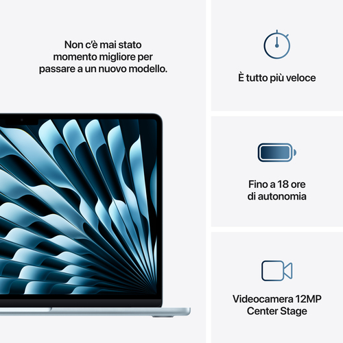 Computer portatile - Apple MacBook Air MC6T4T/A 34,5 cm (13,6") - Apple M4 - 16 GB - 256 GB SSD - Italiano Tastiera - Blu 