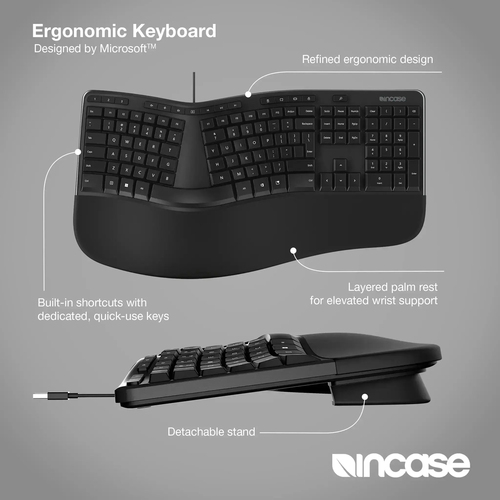Incase Designed by Microsoft Ergonomic Keyboard. Tastatur Formfaktor: Volle Größe (100%). Tastatur-Stil: Geschwungen. Über