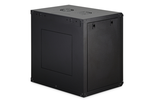 Digitus Dynamic-N 12U Wall Mountable Enclosed Cabinet Rack Cabinet for Networking, Server - Black - Steel, Glass, Sheet St