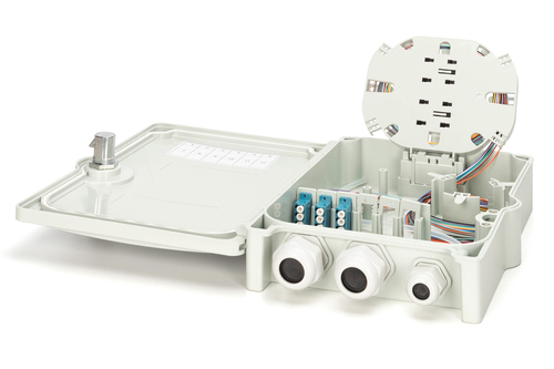 Digitus FTTH/FTTB Distribution box, assembled, OS2, 12 fibers, LC/PC. Product colour: White, Housing material: Acrylonitri