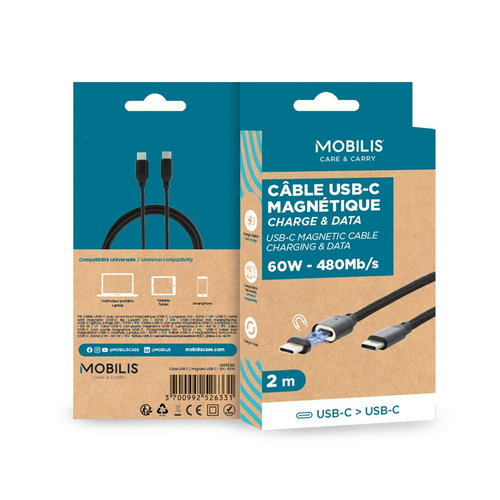 Câble pour transfert de données MOBILIS - 1 m USB-C - 2e bout: 1 x USB Type C - Male
