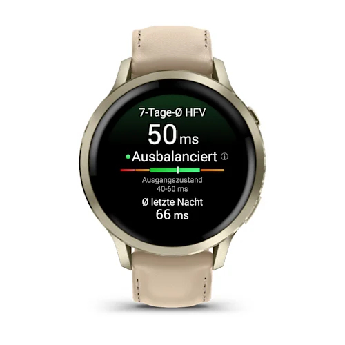 Garmin Venu 4 Smart Watch - Lunar Gold Case Color - Bone, Light Sand Band Color - Stainless Steel, Metal Body Material - F