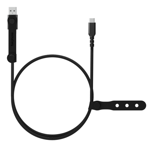 Fairphone LongLife 2,50 m USB-C Datentransferkabel - Cable for Smartphone - 480 Mbit/s - Abschirmung - Schwarz, Grau