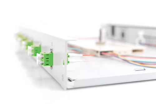 Digitus Fiber optic splice box, 1U, equipped, 6x LC-APC DX, OS2. Type: Cable management panel, Housing material: Polymer, 