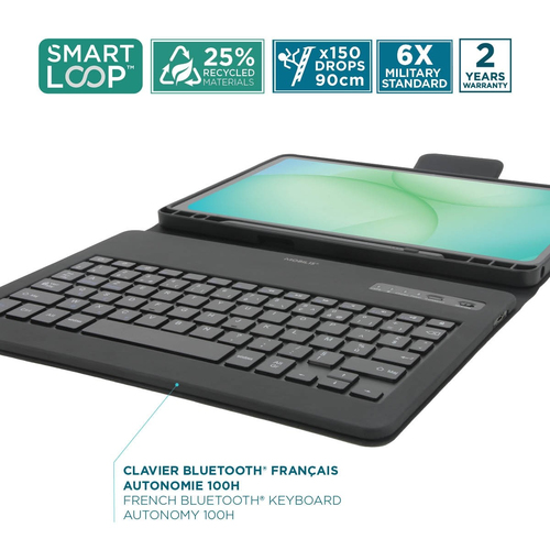 MOBILIS Element Tastatur/Cover (Folie) für 27,9 cm (11 Zoll) Samsung Galaxy Tab A9+ Tablet - Schwarz - Polyethylenterephth