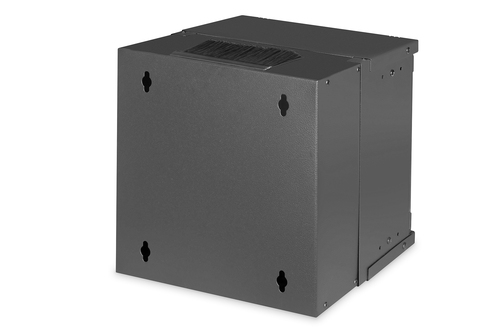 Digitus SOHO PRO 6U Wall Mountable Enclosed Cabinet Rack Cabinet for Networking254 mm Rack Depth - Black - Glass, Steel, S