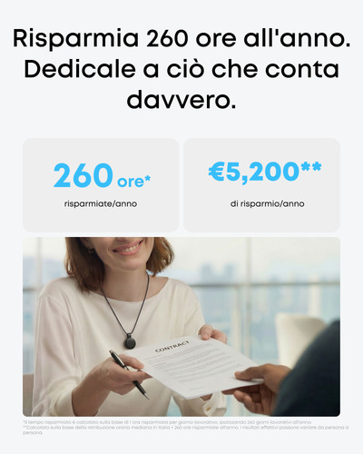 Anker soundcore Work Registratore Vocale AI, per Riunioni, con Trascrizione e Riassunti Automatici con AI, Indossabile, 64