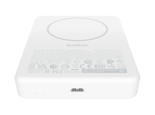 Belkin BoostCharge Power Bank - White - 10000 mAh - 7.50 W - Slim, Magnetic - White