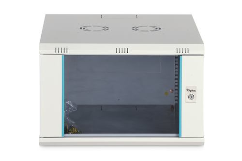 Digitus Dynamic-N 7U Wall Mountable Enclosed Cabinet Rack Cabinet for Networking, Server - Light Grey - Steel, Glass, Shee