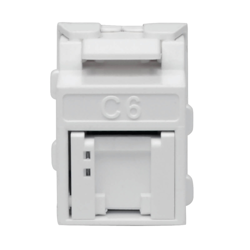 Tripp Lite N238-001-GY-TF Keystone Jack Cat6/Cat5e, RJ45, Shuttered, Dust Cap - Toolless, PoE/PoE+ Compliant, White, TAA. 