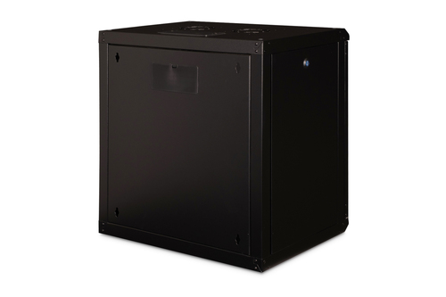 DIGITUS Professional 12U Wandmontierbar Rackschrank für LAN-Schalter, Patchfeld - 482,60 mm Rack-Breite - Schwarz - Stahl,