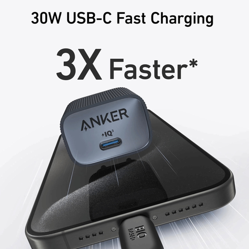 Adattatore CA ANKER A2337 - 30 W - 1 USB di tipo C - Per iPhone, iPad Air, iPad Pro, iPad mini, Apple Watch, AirPod, MacBo