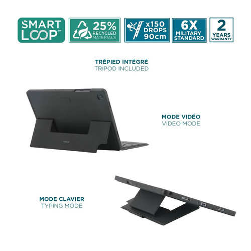 MOBILIS C2 Tastatur/Cover (Folie) für 27,9 cm (11 Zoll) Samsung Galaxy Tab A9+ Tablet - Schwarz - Polyethylenterephthalat 