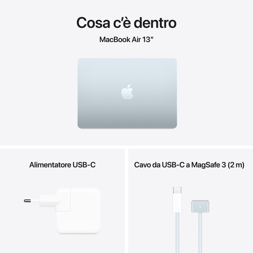 Computer portatile - Apple MacBook Air MC6T4T/A 34,5 cm (13,6") - Apple M4 - 16 GB - 256 GB SSD - Italiano Tastiera - Blu 