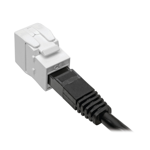 Tripp Lite N238-001-GY-TF Keystone Jack Cat6/Cat5e, RJ45, Shuttered, Dust Cap - Toolless, PoE/PoE+ Compliant, White, TAA. 