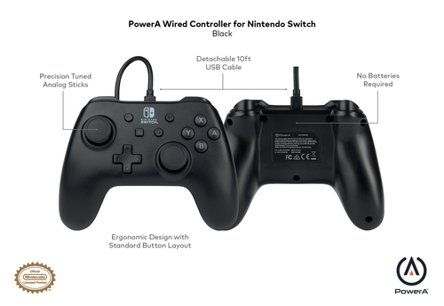 PowerA Wired Controller for Nintendo Switch - Black. Device type: Gamepad, Gaming platforms supported: Nintendo Switch, Ni