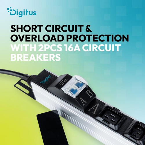 Digitus Basis IT PDU, single-phase 32 A, 24 x C13, 2 x C19, 4 x grounded outlets, 3 m power cord, IEC 60309 32 A plug. PDU