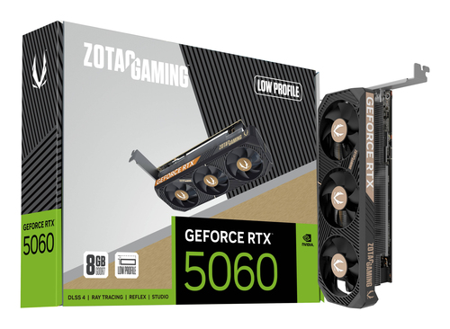 Zotac GAMING GeForce RTX 5060 Low Profile. Graphics processor family: NVIDIA, Graphics processor: GeForce RTX 5060. Discre
