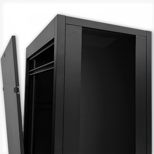 Armoire Rack MCL 42U Armoire fermée pour Réseau Profondeur de Rail - Noir - En verre trempé, Acier, SPCC, Acier Laminé à F