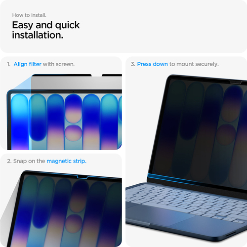 Spigen Safe View MacBook Neo 13-inch Privacy Screen Protector. Maximum screen size: 33 cm (13"), Suitable for: Laptop, Typ