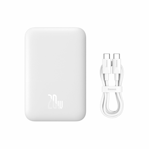 Power Bank Baseus - Bianco - Per iPhone - 6000 mAh - 20 W - Connettore USB di tipo C - 1 x USB - Bianco