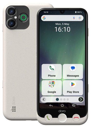 Doro Aurora A30 DSB-0560 128 GB Smartphone - 15,5 cm (6,1 Zoll) 1560 x 720 - Octa-Core 2 GHz - 6 GB RAM - Android 14 - 4G 
