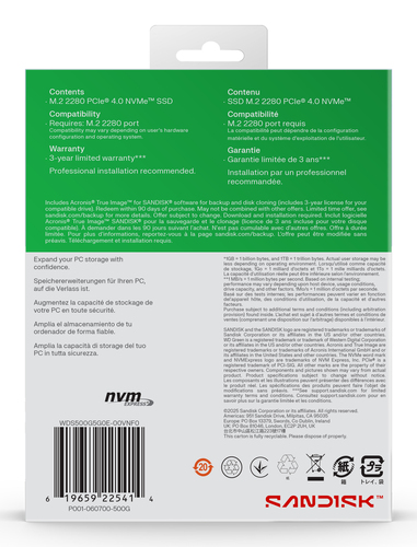 Unità stato solido WD Green SN3000 WDS500G4G0E-00CPS0 - M.2 2280 Interno - 500 GB - PCI Express NVMe (PCI Express NVMe 4.0