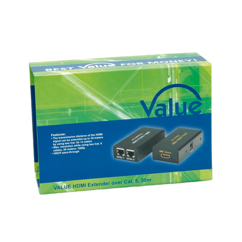 VALUE HDMI Extender over Twisted Pair 25 m. Type: AV transmitter & receiver, Maximum resolution: 1920 x 1200 pixels, Cable