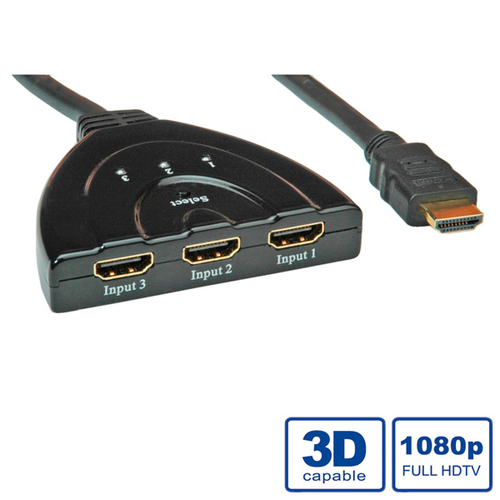Value 14.99.3565 Audio/Video-Schalter - 1920 x 1080 - 1080p - 3 Eingabegerät - 1 Display - 3 x HDMI Ein - 1 x HDMI-Ausgang