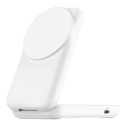 Belkin UltraCharge Induktionsladegerät - Weiß - für Qi2-fähiges Gerät, iPhone, AirPod, Smartwatch - Eingangsstecker: USB -