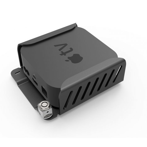 Compulocks Apple TV Security Mount (4th, 4k 1-2nd Gen) (2018-2021) with Cable Lock Black - Easy to install on the counter 